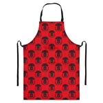 Black And Red Spartan Pattern Print Bib Apron With Pocket