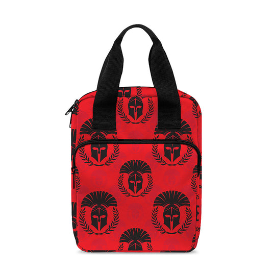 Black And Red Spartan Pattern Print Bible Tote Bag