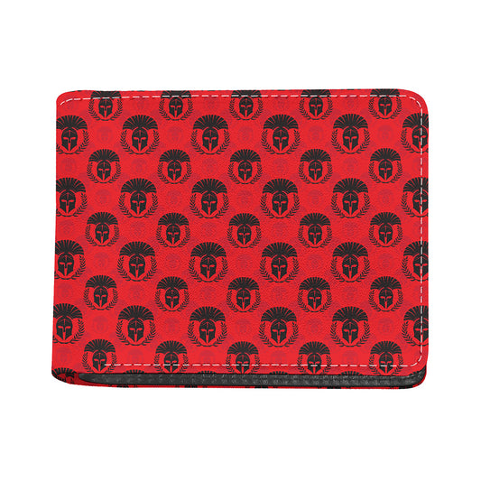 Black And Red Spartan Pattern Print Bifold Wallet