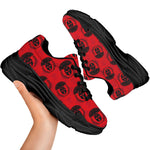 Black And Red Spartan Pattern Print Black Chunky Shoes