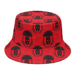 Black And Red Spartan Pattern Print Bucket Hat
