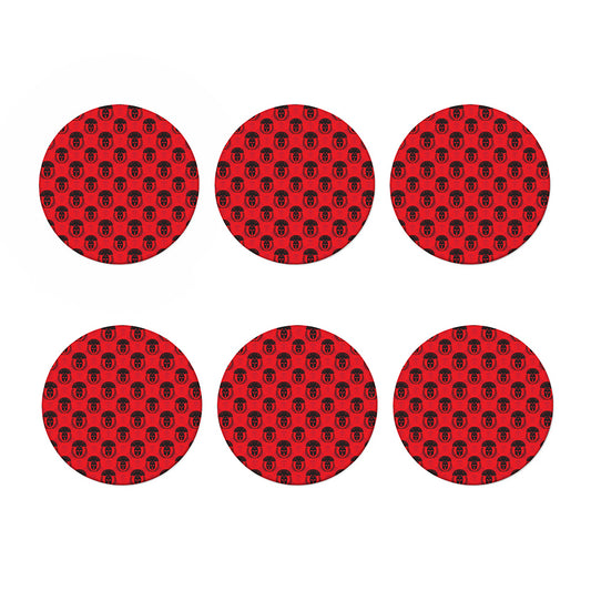 Black And Red Spartan Pattern Print Coaster Set