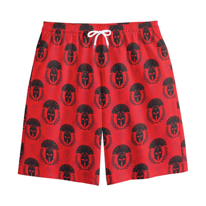 Black And Red Spartan Pattern Print Cotton Shorts