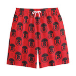 Black And Red Spartan Pattern Print Cotton Shorts