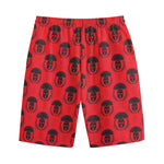 Black And Red Spartan Pattern Print Cotton Shorts