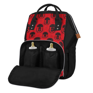 Black And Red Spartan Pattern Print Diaper Bag