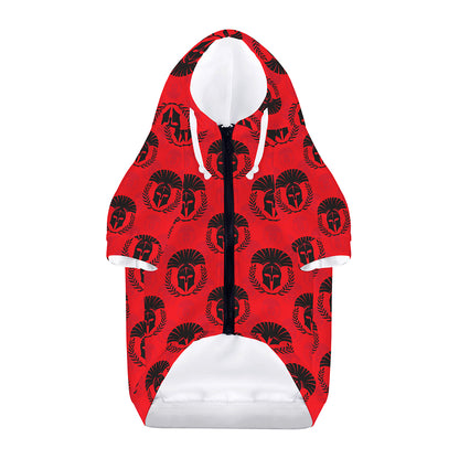 Black And Red Spartan Pattern Print Dog Zip Up Hoodie
