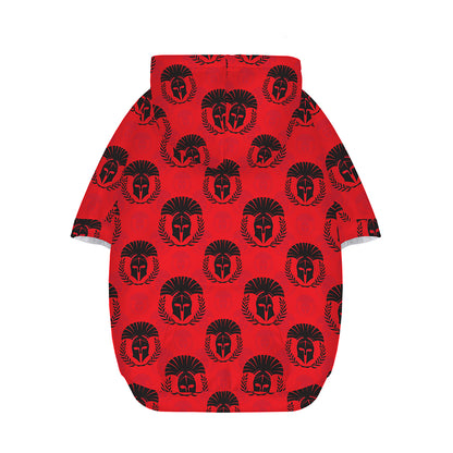 Black And Red Spartan Pattern Print Dog Zip Up Hoodie