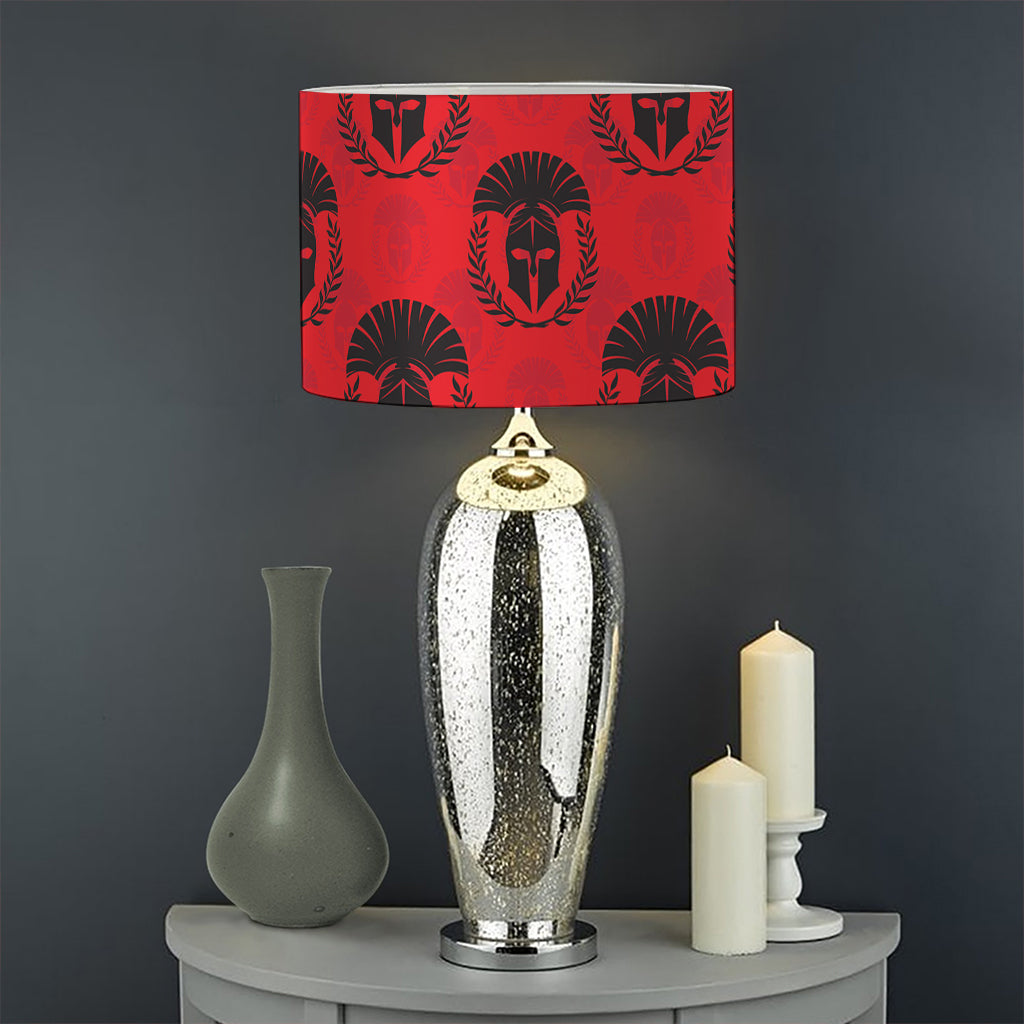 Black And Red Spartan Pattern Print Drum Lamp Shade
