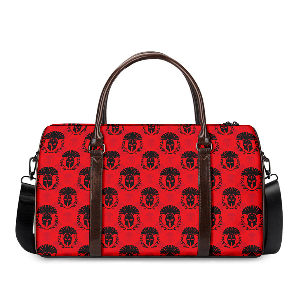 Black And Red Spartan Pattern Print Duffle Bag