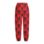 Black And Red Spartan Pattern Print Fleece Lined Knit Pants