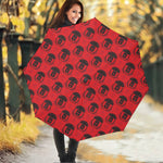 Black And Red Spartan Pattern Print Foldable Umbrella