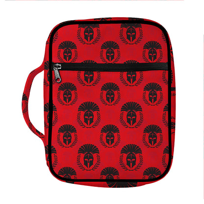 Black And Red Spartan Pattern Print Front Pocket Bible Bag