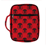 Black And Red Spartan Pattern Print Front Pocket Bible Bag