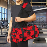 Black And Red Spartan Pattern Print Gym Bag