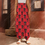 Black And Red Spartan Pattern Print Harem Pants