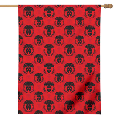 Black And Red Spartan Pattern Print House Flag