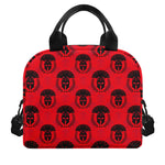 Black And Red Spartan Pattern Print Insulated Lunch Bag
