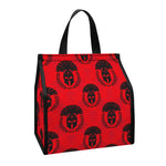 Black And Red Spartan Pattern Print Insulated Lunch Tote