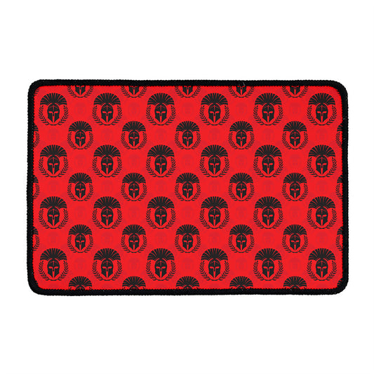 Black And Red Spartan Pattern Print Kitchen Mat