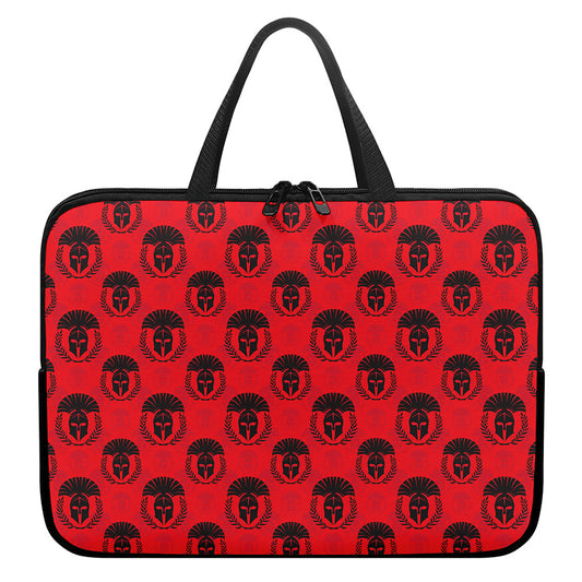 Black And Red Spartan Pattern Print Laptop Sleeve With Handle