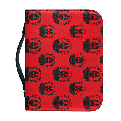 Black And Red Spartan Pattern Print Leather Bible Cover
