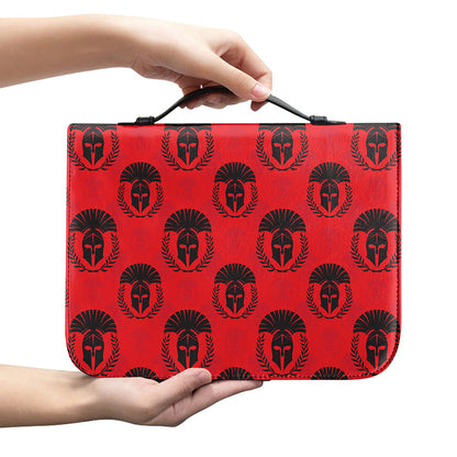 Black And Red Spartan Pattern Print Leather Bible Cover
