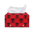 Black And Red Spartan Pattern Print Leather Tissue Box Cover