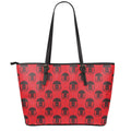 Black And Red Spartan Pattern Print Leather Tote Bag With Zipper