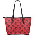 Black And Red Spartan Pattern Print Leather Tote Bag