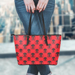 Black And Red Spartan Pattern Print Leather Tote Bag