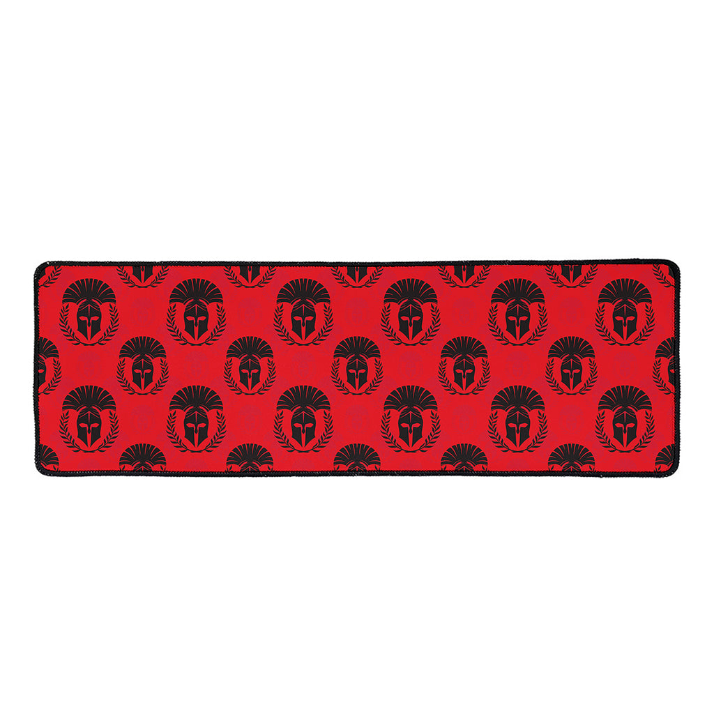 Black And Red Spartan Pattern Print Long Kitchen Mat
