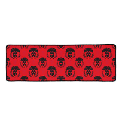 Black And Red Spartan Pattern Print Long Kitchen Mat