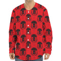 Black And Red Spartan Pattern Print Long Sleeve Baseball Jersey