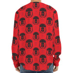 Black And Red Spartan Pattern Print Long Sleeve Baseball Jersey