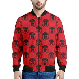 Black And Red Spartan Pattern Print Men's Bomber Jacket