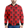 Black And Red Spartan Pattern Print Men's Bomber Jacket
