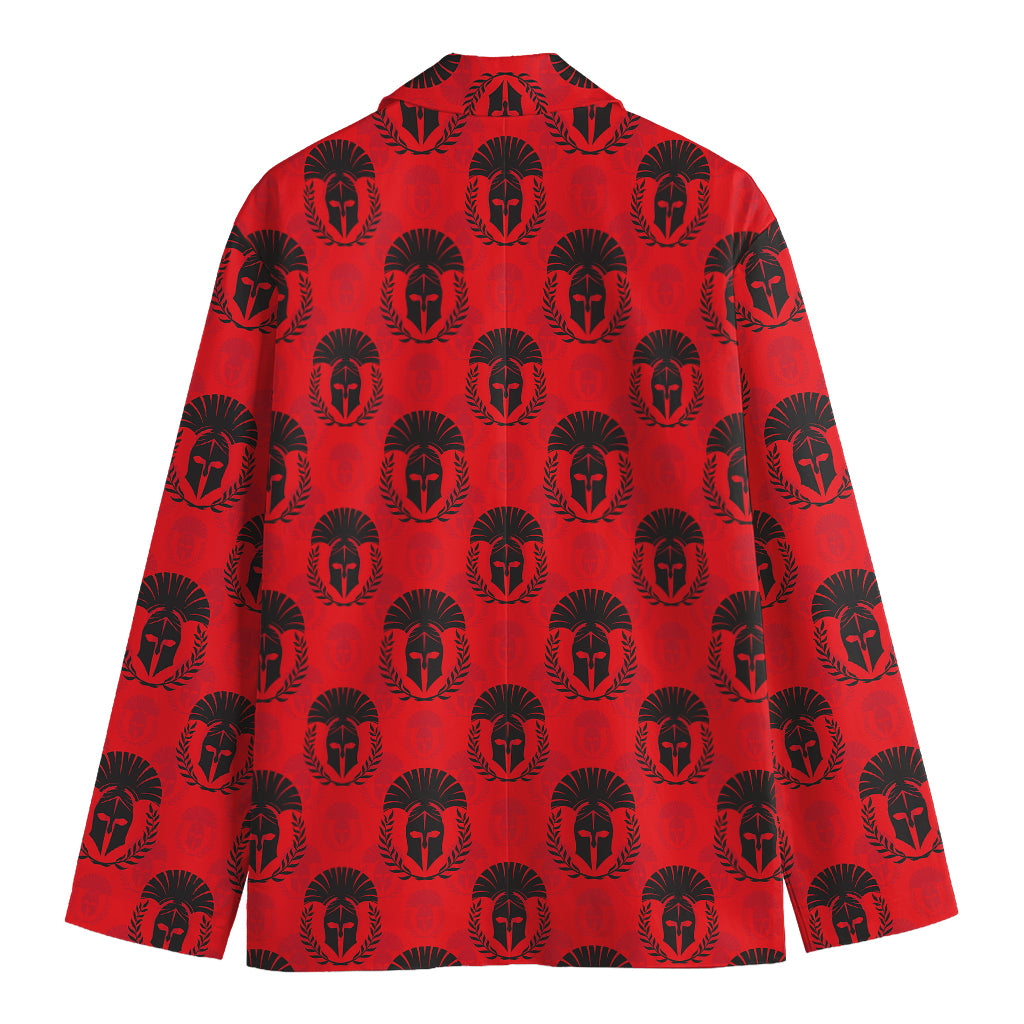 Black And Red Spartan Pattern Print Men's Cotton Blazer