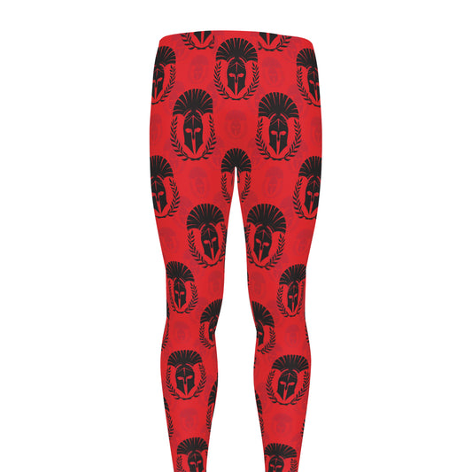 Black And Red Spartan Pattern Print Men's leggings
