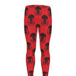 Black And Red Spartan Pattern Print Men's leggings