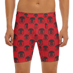 Black And Red Spartan Pattern Print Men's Long Boxer Briefs