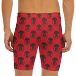 Black And Red Spartan Pattern Print Men's Long Boxer Briefs