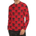 Black And Red Spartan Pattern Print Men's Long Sleeve Rash Guard