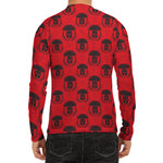 Black And Red Spartan Pattern Print Men's Long Sleeve Rash Guard