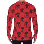 Black And Red Spartan Pattern Print Men's Long Sleeve T-Shirt