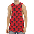 Black And Red Spartan Pattern Print Men's Muscle Tank Top
