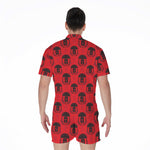 Black And Red Spartan Pattern Print Men's Rompers