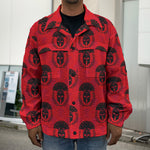 Black And Red Spartan Pattern Print Men's Shirt Jacket