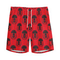 Black And Red Spartan Pattern Print Men's Athletic Shorts