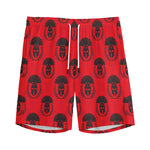 Black And Red Spartan Pattern Print Men's Sports Shorts